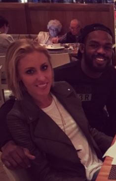 Jessie Moses with her fiancé Jon Jones.